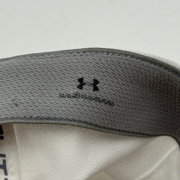 Under Armour UA Blitzing Cap Flex Hat White & Orange Mens Size L/XL Stretch Fit - Picture 12 of 12
